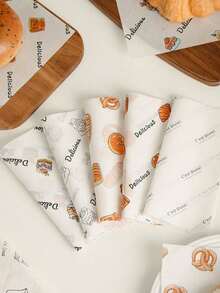 5/100 feuilles de papier ciré anti-graisse, doublures de paniers alimentaires, convient pour les sandwichs, les burgers, les desserts, les collations, les pâtisseries, le barbecue et les pique-niques, gadget de cuisine, accessoire de cuisine (7,09*7,09 pouces) - Multicolore - Voir 6