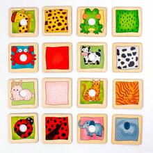 1 Set Shadow Animal Matching Puzzle With Storage Bag Box, Wooden Puzzle For Children Animal Cognition And Logical Thinking Training - Multicolor - View 6