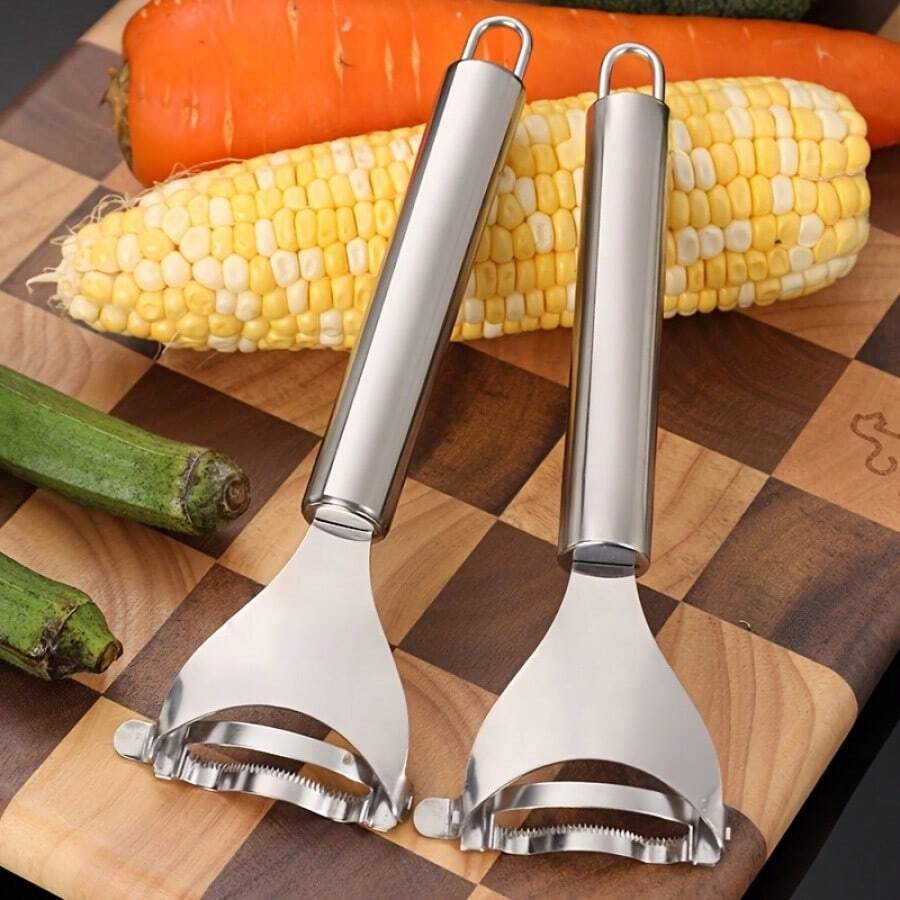 Multifunctional Stainless Steel Corn Peeler, Manual Fast Corn Kernel Remover, Durable Kitchen Tool For Home Use - Silver - View 1