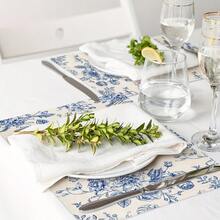 Rectangular Polyester Placemat, Blue And White Chinese Peony Floral And Blue Border Print, Waterproof Heat-Resistant Washable Table Decor Mat, Suitable For Table Decoration And Heat Insulation - Multicolor - View 3