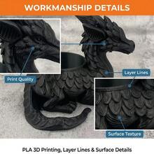 4.3"L X 3.5"H 黑/紅龍形多肉植物盆栽，小型桌面仙人掌盆，適用於居家與辦公室裝飾 - Dragon-Shaped - 查看 10
