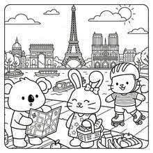 GDTME Cozy Travel Coloring Book, Cute Cartoon Animal Travel Scenes, Including Koala, Rabbit And Squirrel Picnic And City Landmark Illustrations, Suitable For Hand Coloring, Aesthetic Photo Props, Daily Stress Relief And Leisure Time - Coloring Book - View 4