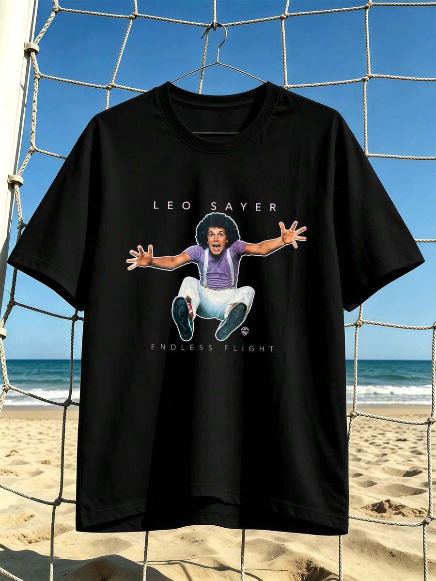 Camiseta negra de hombre con estampado vintage, ideal para la playa y el otoño, confeccionada en algodón suave. Diseño gráfico, informal y transpirable. - Negro - Ver 1