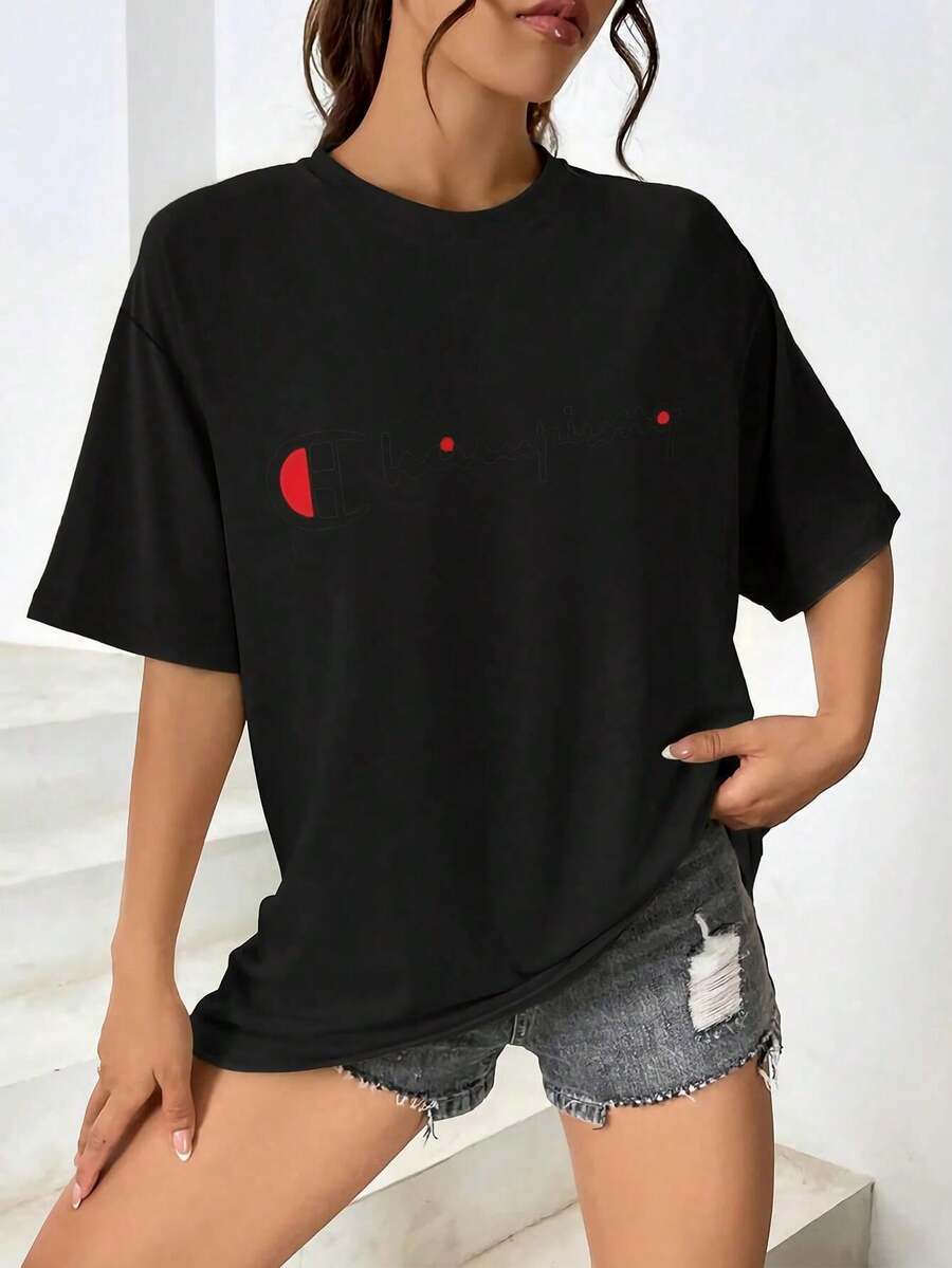 Camisetas gráficas de mujer (tee) para mujer - Negro - Ver 1