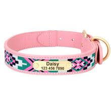 PU Embroidered Printed Pattern Dog Customized Collar Engraved Anti-Lost Pet Collar Adjustable Size For Small Medium Large Dogs - Multicolor - View 16