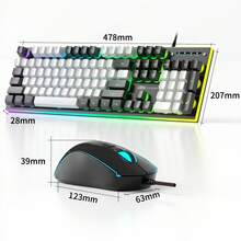 True RGB Full Size Keyboard And Mouse Combo, Silent Typing, 2-In-1 Combination, Mechanical Feel USB Membrane Keyboard, Suitable For Office And Gaming, Home Gift, PC And Laptop (Black & White) - View 9