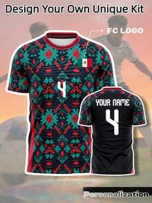 Personaliza tu camiseta de la selección mexicana de fútbol: disponible en verde, blanco y rojo, con la opción de añadir tu nombre y número. Confeccionada con tejido ligero de secado rápido. - Negro - Ver 1