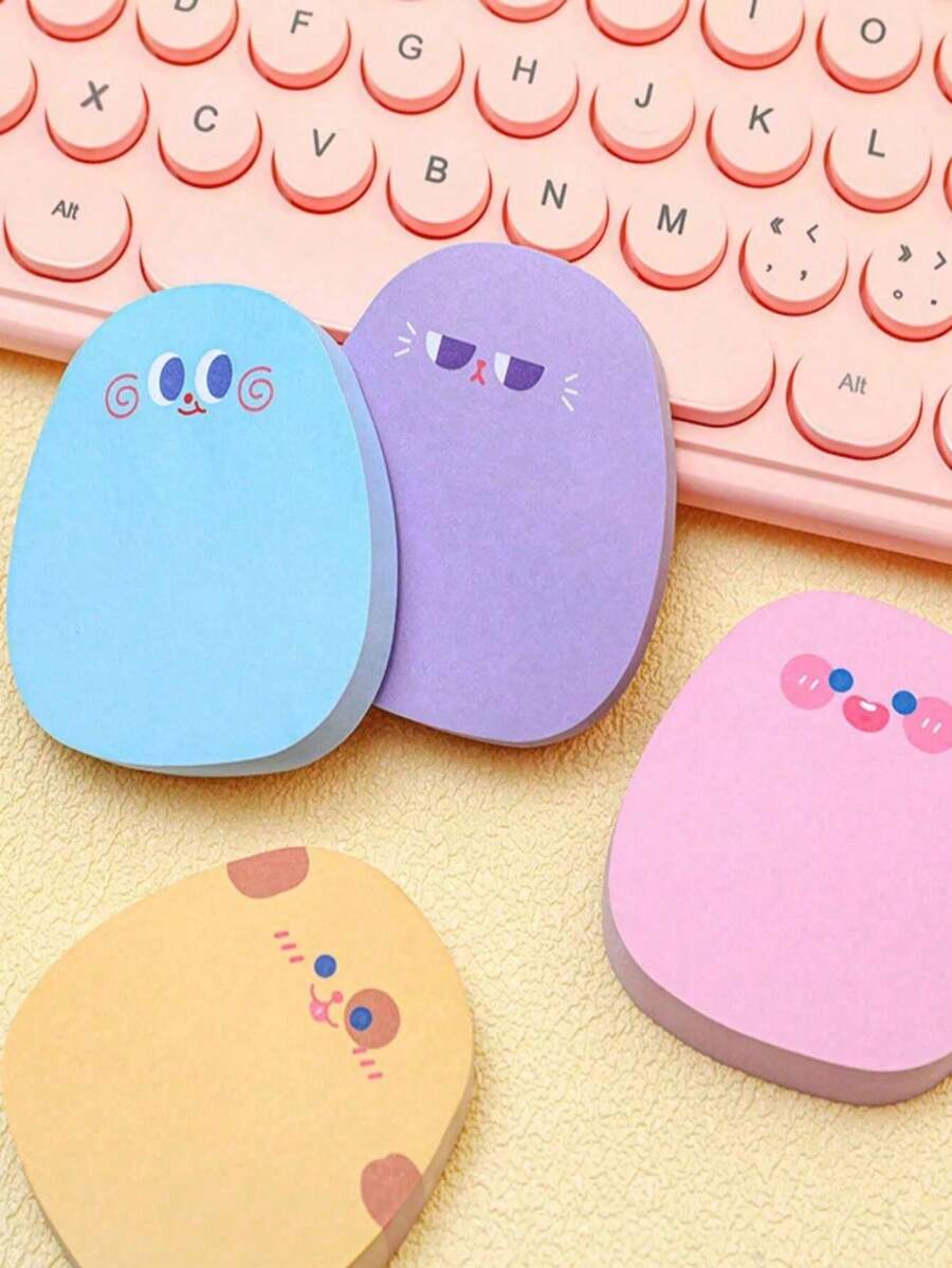 1/2/4pcs Cute Cartoon Sticky Notes, Colorful Memo Pads, Student Stationery, Random Colors School Supplies - one-size - View 1