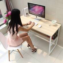 Escritorio, mesa de ordenador para dormitorio, mesa de juegos, mesa blanca, mesa de ordenador para casa, mesa de maquillaje para niñas, mesa sencilla para estudiantes - Mesa mejorada de 100 cm | Color madera silvestre - Ver 4