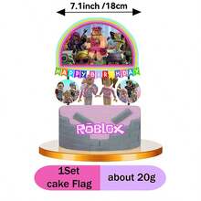 1 Set Topper Kue Bendera Motif Roblox Merah Muda 18cm, Lengkungan Pelangi, Desain Karakter Kartun Perempuan, Dekorasi Kue Ulang Tahun untuk Pesta Ulang Tahun Anak-Anak - Bendera Kue Roblo - View 4