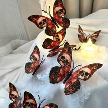 A Set Of 12pcs 3D Skeleton Butterfly Stickers For Halloween Wall Decoration - Multicolor - View 1