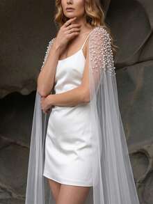 1 Pair Handmade Beaded Shoulder Shawl Bridal Wedding Accessory Suitable For Wedding Party - Milky - View 8