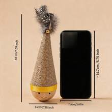 Wooden Roly-Poly Teaser Wand With Feather, Funny Interactive Cat Toy, Chew-Resistant Puzzle Ball, Suitable For Cats Home Alone To Relieve Loneliness, Anxiety And Destructive Behavior - Multicolor - View 4