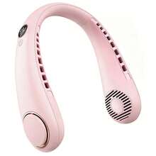 Ventilador de cuello de pieza, ventilador de cuello sin aspas, versiómejorada con bateríde 1500 mAh de capacidad, bateríde larga duració, velocidades ajustables, pantalla LED, adecuado para estudiantes, oficina, viajes al aire libre, regalo perfecto, esencial para las vacaciones. - Rosa - Ver 2