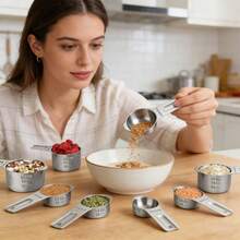 Measuring Cups, Stainless Steel Measuring Cups With A Storage Bag For Cooking & Baking, Dishwasher ,Includes 7 Measuring Cups (1/8 Cup, 1/4 Cup, 1/3 Cup, 1/2 Cup, 2/3 Cup, 3/4 Cup, 1 Cup). From Baking And Seasoning To Savory Dishes - 7pcs - Big Ears - View 11