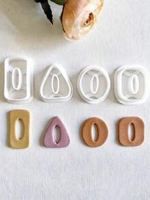 1/4Pcs Hollow Geometric Polymer Clay Cutters, Modern Abstract Shapes For Minimalist Handmade Dangle Earring Craft Supplies - White - View 1