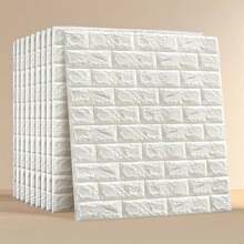 1/5/10/20 piezas Papel tapiz autoadhesivo con patrón de ladrillo 3D, pegatina de pared de espuma a prueba de agua y anticolisión, pegatina decorativa con textura de ladrillo blanco, adecuada para dormitorio, sala de estar y renovación de hogar de alquiler, decoración de baño y cocina, pegatina de pared de ladrillo de espuma autoadhesiva a prueba de agua y humedad (5 piezas/set) - Varios estilos - Ver 1