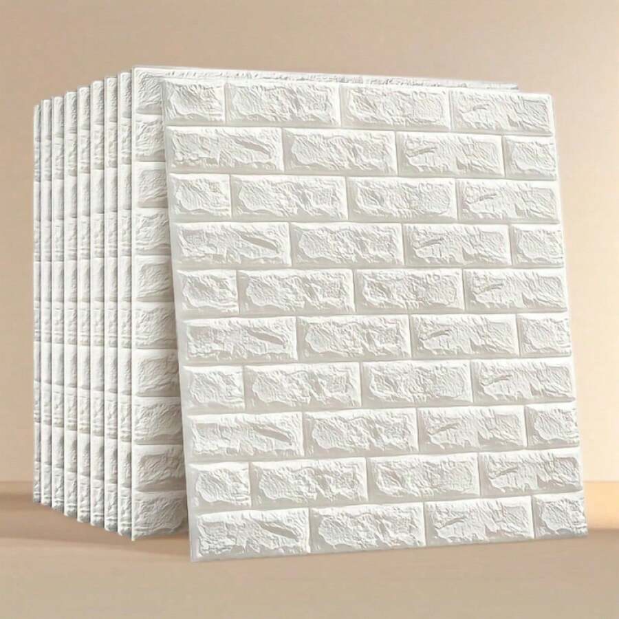 1/5/10/20 piezas Papel tapiz autoadhesivo con patrón de ladrillo 3D, pegatina de pared de espuma a prueba de agua y anticolisión, pegatina decorativa con textura de ladrillo blanco, adecuada para dormitorio, sala de estar y renovación de hogar de alquiler, decoración de baño y cocina, pegatina de pared de ladrillo de espuma autoadhesiva a prueba de agua y humedad (5 piezas/set) - Varios estilos - Ver 1