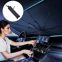 1pc Car Front Windshield Sun Shade, Foldable Umbrella Style Sun Shade, Suitable For Most Front Windshields, Reflective Sun Shade - Sun Umbrella With Handle - View 11