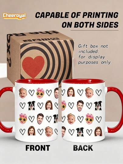 1pc Customized Photo Coffee Mug - Personalized Face Mug, Custom Photo Dog Mug, Fun Coffee Cup - Birthday Gift For Mom, Dad, Grandma, Grandpa - 11oz - Personalized Custom Mug With Fun Doodle Print, Designed For "Dog Mom", "Dog Dad" Or Pet