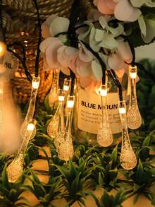 Solar Powered LED Colorful Teardrop Pattern String Lights, Waterproof Outdoor Lighting, Multi-Color Water Drop String Lights, Christmas And Holiday Garden Decoration, Bubble Ball, Suitable For Patio And Landscape Terrace, Waterproof Rating IP65 - A - View 2