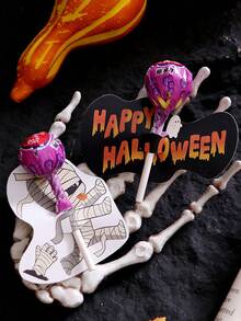 54pcs Halloween Cartoon Pumpkin Ghost Cute Lollipop Cards, Paper Insert Candy Cards, Party Gift Packaging - View 9