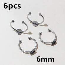 6pcs 6-25mm Inner Size Stainless Steel Adjustable Ring Blank Base Tray Fit 6-20mm Glass Cabochons DIY Rings Settings Accessories - Silver Gray - View 14