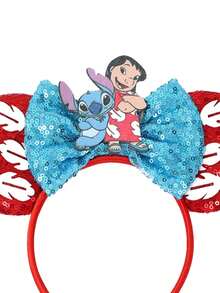 Disney, 1pc Cute Stitch And Girl Bow Headband, Cartoon Mickey Mouse Ear Bow Headband, Shiny Party Essential, Perfect Accessory For Theme Park Visits. Great For School Parties, Costume Parties, Cosplay And Theme Park Visits, Also An Excellent Gift For Couples, Princess Cosplay Enthusiasts, Birthday Celebrations And Christmas Parties. (Hair Accessories, Hair Bands, Headbands, Women's Headbands) - Multicolor - View 6