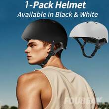 Skateboard Bike Helmet For Adults, Adjustable Size, Lightweight Men's And Women's Helmet, Cycling And Skateboarding, Paintable, Christmas Gift (Black, White) - 黑色 - 查看 2