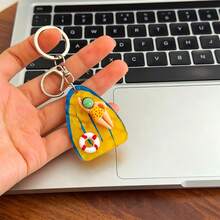 4pcs Set - Water Ripple Pool Swimmer Keychain, With Mini Lifebuoy Pool Diver Pendant, Summer Beach Travel Bag & Key Charm, Creative Fun Gift For Summer Lovers - Multicolor - View 9