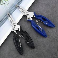 1pc Stainless Steel Lure Pliers, Portable Curved Nose Fishing Pliers For Outdoor Angling, Multi-Function Fish Control Pliers With Dyneema Line Cutter - Multicolor - View 1