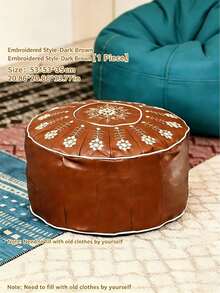 1 pieza Taburete de almacenamiento con bordado floral bohemio, cojín de suelo redondo con función de almacenamiento, diseño impermeable, adecuado para sala de estar, dormitorio y decoración del hogar, taburete multifuncional para almacenamiento de ropa, banco de almacenamiento para el hogar, caja de almacenamiento plegable de gran capacidad, taburete creativo para cambiarse los zapatos, cojín redondo suave, silla de almacenamiento lateral del sofá - Multicolor - Ver 11