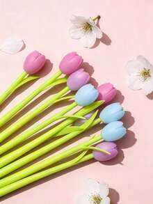 1/3/6pcs Tulip Color-Changing Gel Pens, Creative Flower Design Stationery, Suitable For Student Rewards, Party Favors, Classroom Notes, Back To School Essentials, Ideal For Children's Day, Teacher's Day And Other Celebrations (Changes Color In Sunlight) Random Colors - Style 1 - View 7