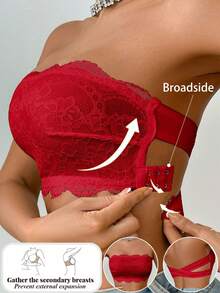 Sujetador inalámbrico minimalista y ajustado con cierre delantero para mujer - Rojo - Ver 1