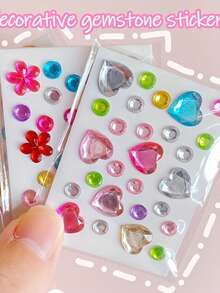 4pcs DIY Acrylic Rhinestone Pet Stickers - Colorful Heart, Flower, Star Shapes, Random Colors And Styles, Suitable For Dog And Cat Grooming Decoration - Multicolor - View 1