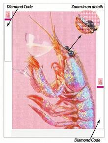 1 pieza Pintura de diamantes 5D DIY | Conjunto de pintura de diamantes DIY estilo disco con color principal rosa, el arte de pared de lienzo de camarón talla grande llamativo en la pista de baile. Decoración del hogar pintura de diamantes, conjunto de mosaico, DIY tu propio arte de pared, disfruta de la diversión de hacerlo con tus manos, el mejor regalo para amigos - diamante redondo - Ver 7