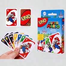 Mattel Super Theme UNO 卡牌遊戲,經典配對卡牌附獨家萬能動作卡,便攜多玩家旅行玩具,適合家庭遊戲之夜與派對,生日聖誕節假期禮物,適合電玩迷、兒童與卡通收藏家 - Super Mari-o Card - 查看 7