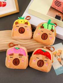 1pc Cartoon Fruit Capybara Coin Purse, Bag Charm, Coin Storage Small Gift - Multicolor - View 7