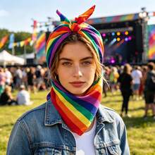 2pcs Rainbow Pride Headband, Pride Month Headband Scarf, Parade Party Holiday Multi-Functional Hairband Neck Scarf,Halloween - Multicolor - View 2
