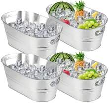 1pc Metal Beverage Cooler Bucket With Handle, Suitable For Parties, Weddings, Barbecues, Outdoor Activities And Daily Beverage Service - View 10