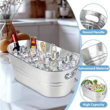 1pc Metal Beverage Cooler Bucket With Handle, Suitable For Parties, Weddings, Barbecues, Outdoor Activities And Daily Beverage Service - View 8