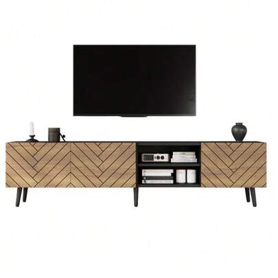 Low TV Stand 180 X 33.5 X 45 Cm, Modern TV Unit With Silent Hinges And Cable Management System For Living Room, TV Bench, TV Stand, Storage
