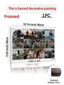 1pc Personalized Couple Anniversary Custom Poster, Suitable For Special Occasions Or Anniversary Celebrations, Custom Wall Art, Unforgettable Gift For Partner, 1st Anniversary Gift, Photo Customization, Customizable Content, Optional Frame - Multicolor - View 17