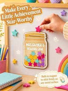 1pc Customized Star Reward Jar Board, Personalized Name Reward Chart, Magnetic Bulletin Board, Token Training Board, Habit Tracker, Goal Chart, Incentive Board, Home Storage Tool, Birthday Anniversary Graduation Gift, Home Learning Decor - Multicolor - View 2