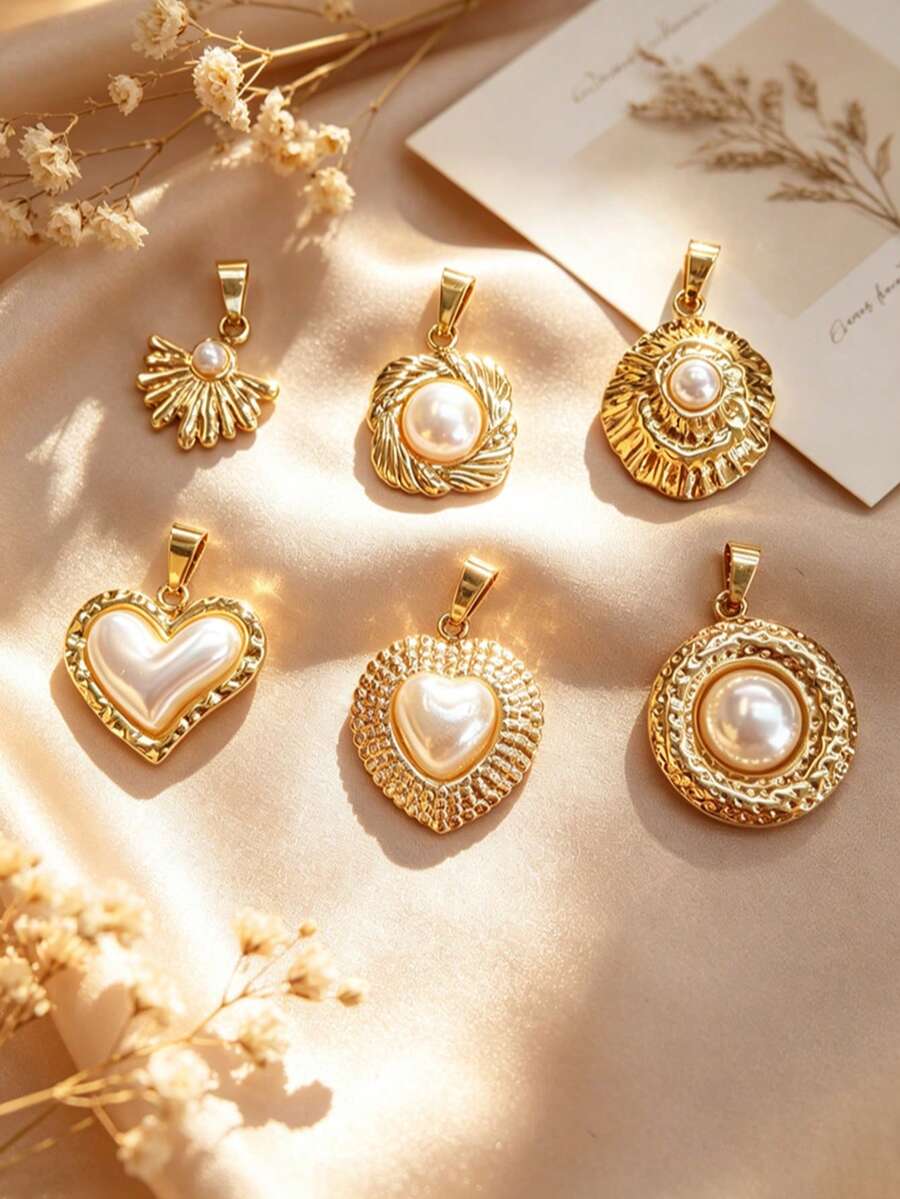Multi-Style Ins Korean Gentle Stainless Steel DIY Pendant, Skin-Friendly And Sweat-Resistant Stainless Steel Material, Fan-Shaped Vortex Textured Lace Multi-Texture Free-Combination Clavicle Chain, Couple Honeymoon, Anniversary, Island Travel Gift Memorial Women's Jewelry - Multicolor - View 1