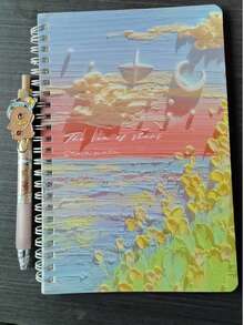 1件水豚搖搖液體流沙螺旋筆記本，吸引小學生筆記本，隨機款式，返校禮物[筆記本與筆款式隨機] - 彩色 - 查看 8