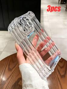 手機殼 3入裝 奢華防摔 TPU 透明手機殼，相容 Apple 18/18 Pro/18 Pro Max、17/16/15/14/13/12/11 Pro Max/X/Xs Max/Xr/8/7 Plus，優質 TPU 透明保護手機保護殼 - 透明5 - 查看 17