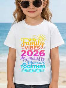 Create A Family Summer Vacation Atmosphere In 2026, Share Beautiful Memories, Children's T-Shirts With Novel Aesthetic Designs, Casual Children's T-Shirts, T-Shirts Of Es - 白色 - 查看 8