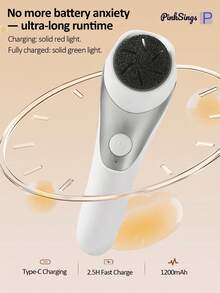 PinkSings Electric Foot Callus Remover, Portable Foot Care Set, Rechargeable Waterproof Foot File, Foot Dead Skin Remover - White - View 9