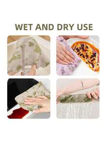 Floral Pattern Dish Cloth - Quick Dry, Thickened & Extra Wide Kitchen Towel. Soft & Breathable, Suitable For Bath Towel, Car Polishing Pad, Dishwashing Or Glass Cleaning. - Multicolor - View 9